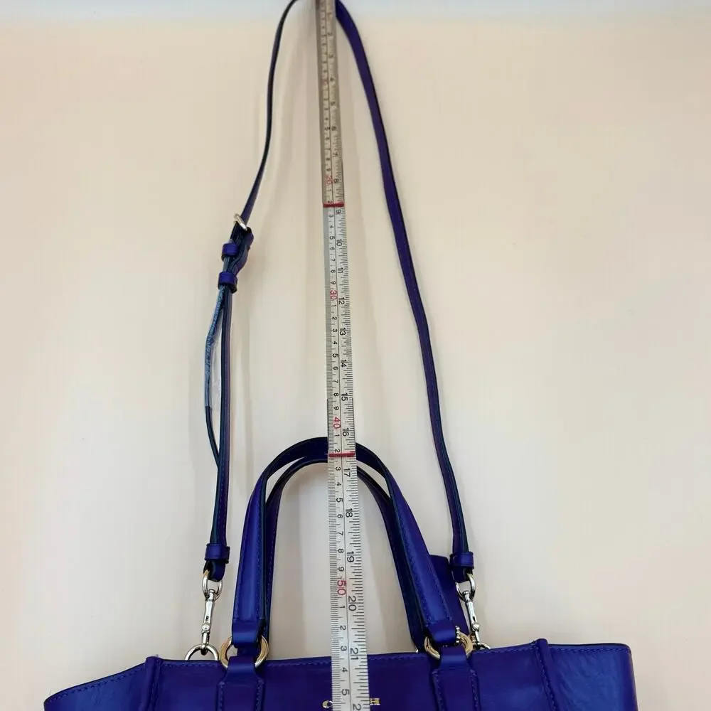 Coach Purple Leather Crosby Mini Carryall Satchel; Elegant Structured Handbag